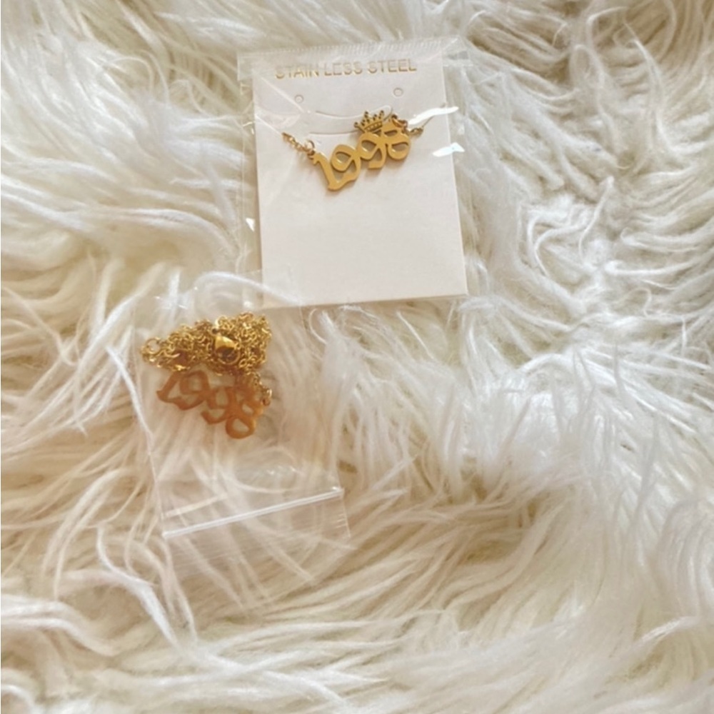 1998 gold stainless steel year necklaces